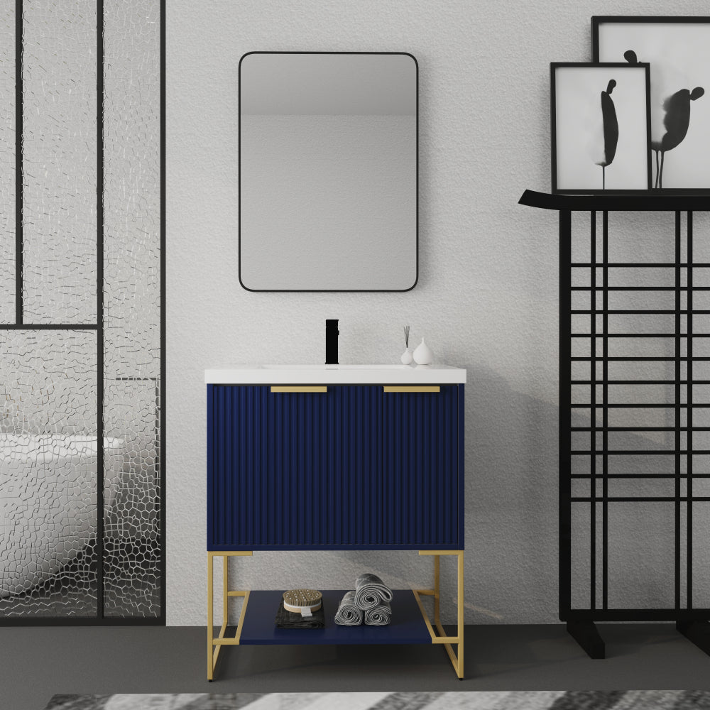 Melamine cabinet 30 Inch Freestanding Bathroom Vanity With Resin Basin,30x18,(W99951318)