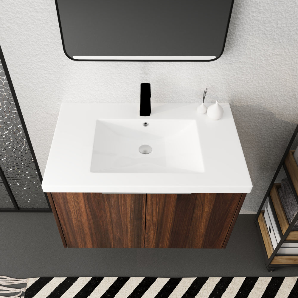 Melamine cabinet Soft Close Doors Bathroom Vanity With Sink,30 Inch For Small Bathroom,30x18-00630CAW(KD-Packing)