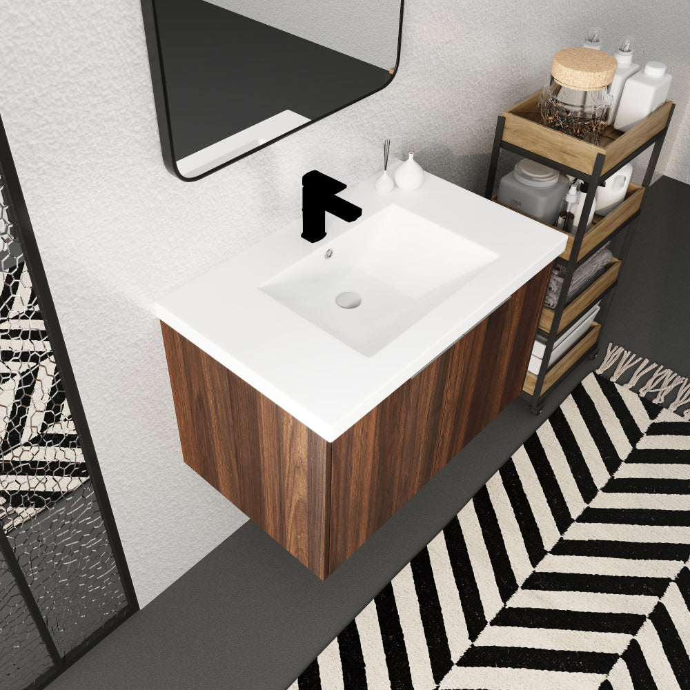 Melamine cabinet Soft Close Doors Bathroom Vanity With Sink,30 Inch For Small Bathroom,30x18-00630CAW(KD-Packing)