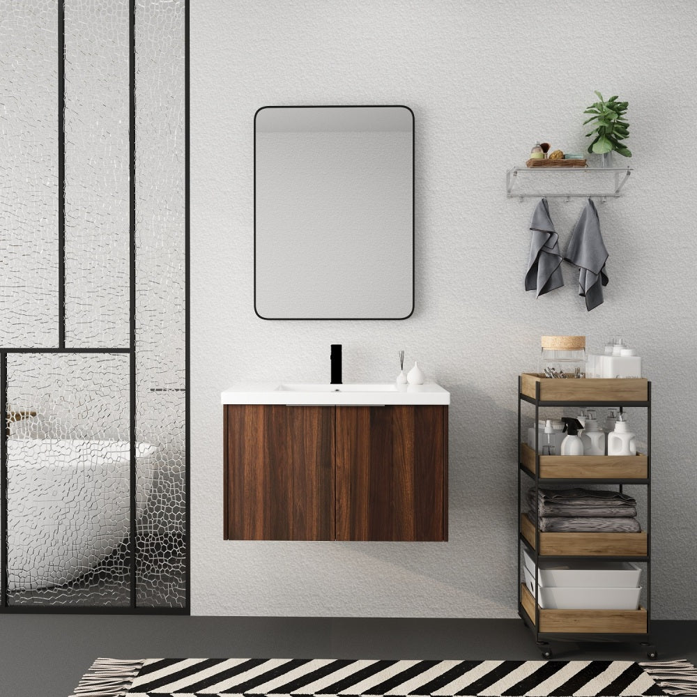 Melamine cabinet Soft Close Doors Bathroom Vanity With Sink,30 Inch For Small Bathroom,30x18-00630CAW(KD-Packing)