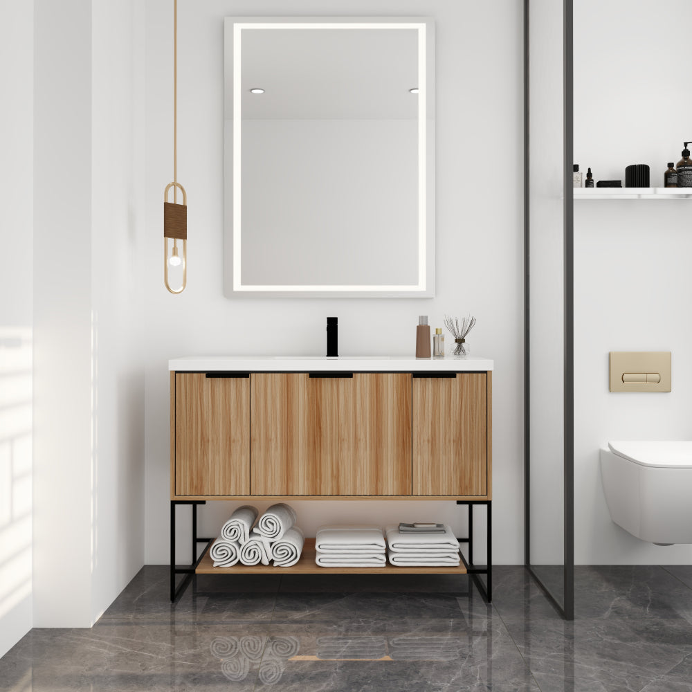 Melamine cabinet 30 Inch Freestanding Bathroom Vanity With Resin Basin,30x18,(W99951318)