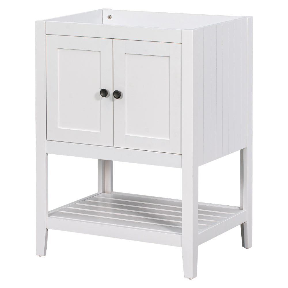 [VIDEO] 24" Brown Modern Sleek Bathroom Vanity Elegant Ceramic Sink with Solid Wood Frame Open Style Shelf (OLD SKU: JL000004AAD)