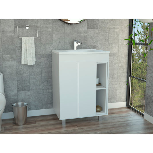 White 2-Shelf Rectangle Freestanding Vanity Cabinet