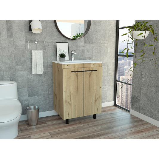 Light Oak 2-Door Rectangle Freestanding Vanity Cabinet