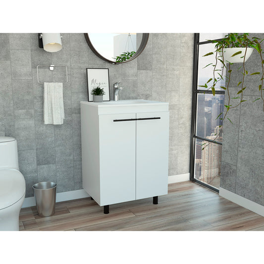 Sienna 2-Door Rectangle Freestanding Vanity Cabinet White
