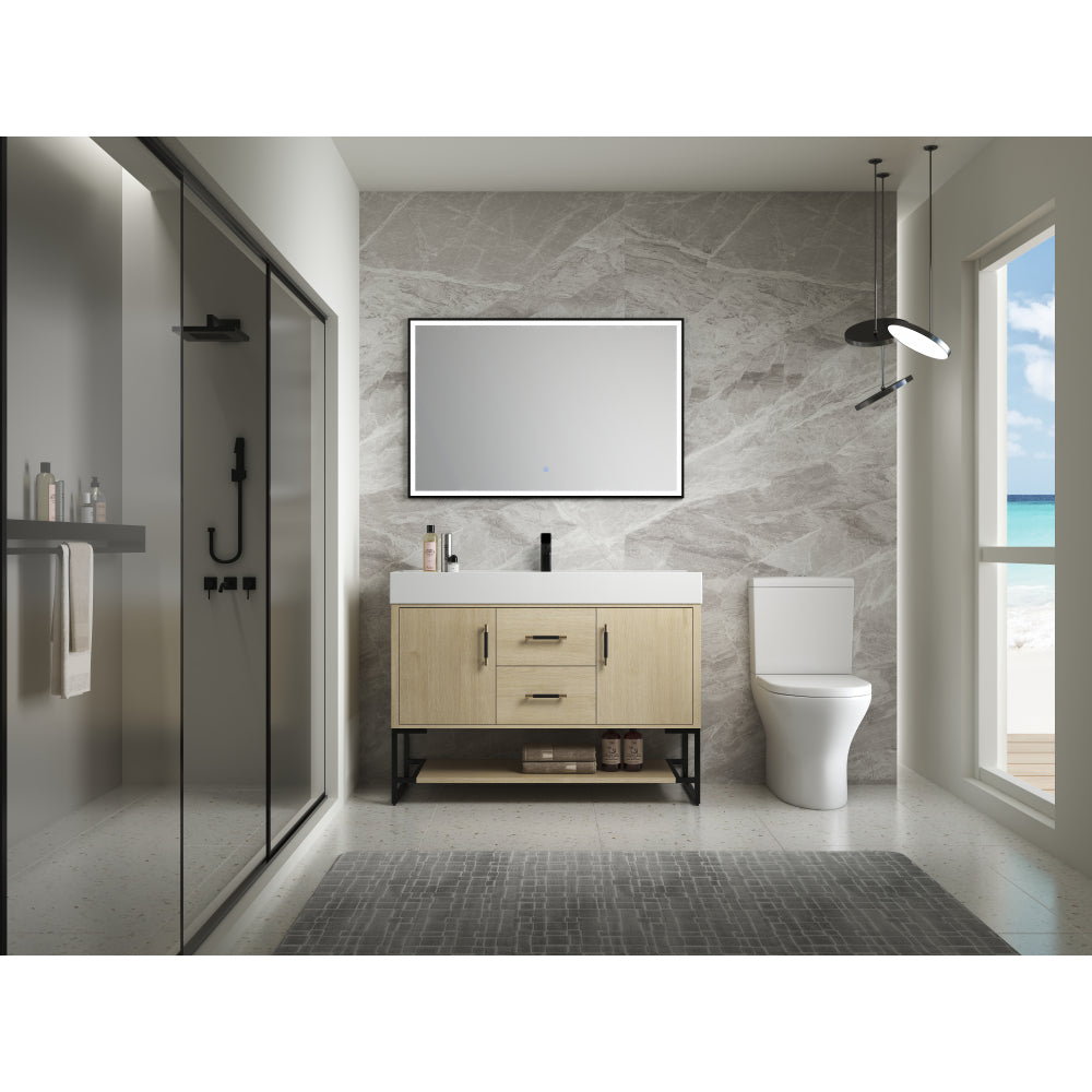 Melamine cabinet 48 Inch Bathroom Vanity Freestanding Design With Resin Sink