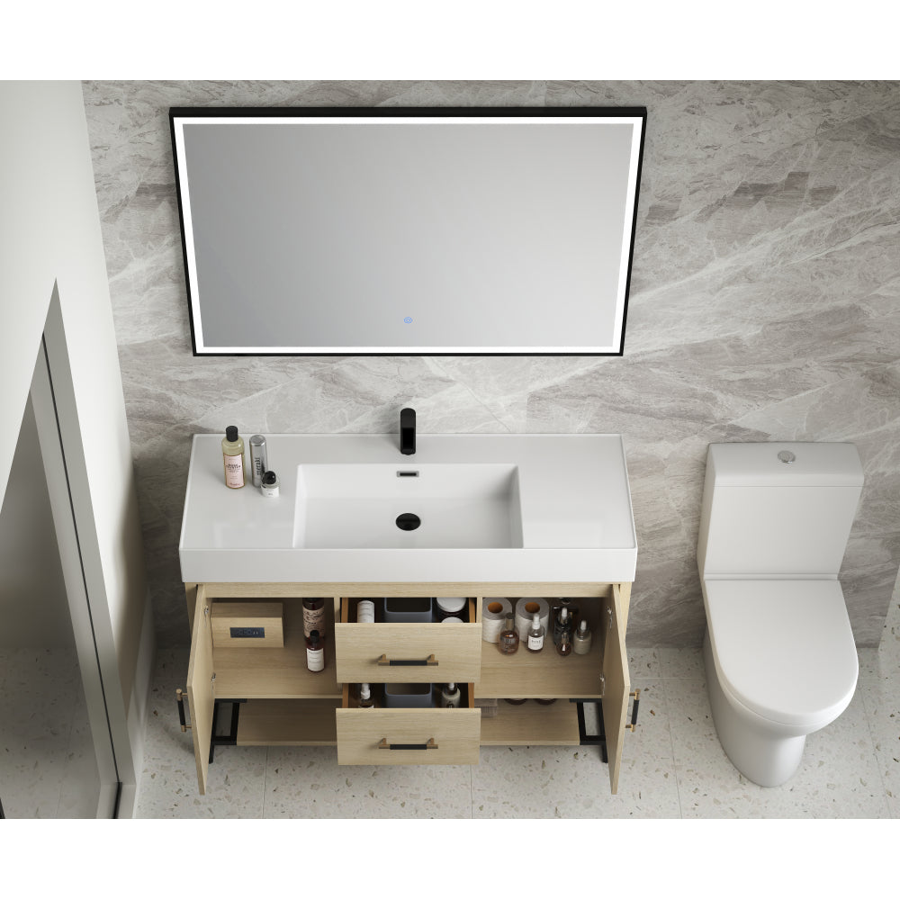 Melamine cabinet 48 Inch Bathroom Vanity Freestanding Design With Resin Sink
