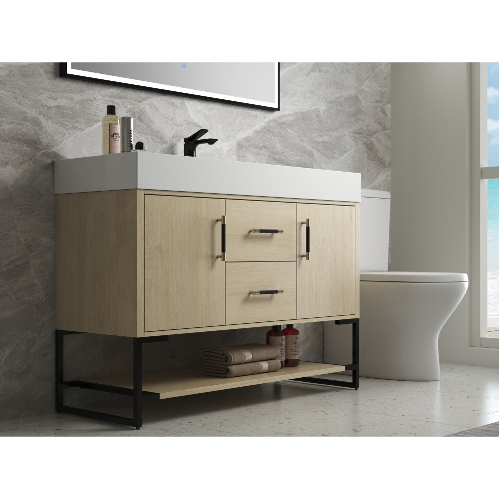 Melamine cabinet 48 Inch Bathroom Vanity Freestanding Design With Resin Sink