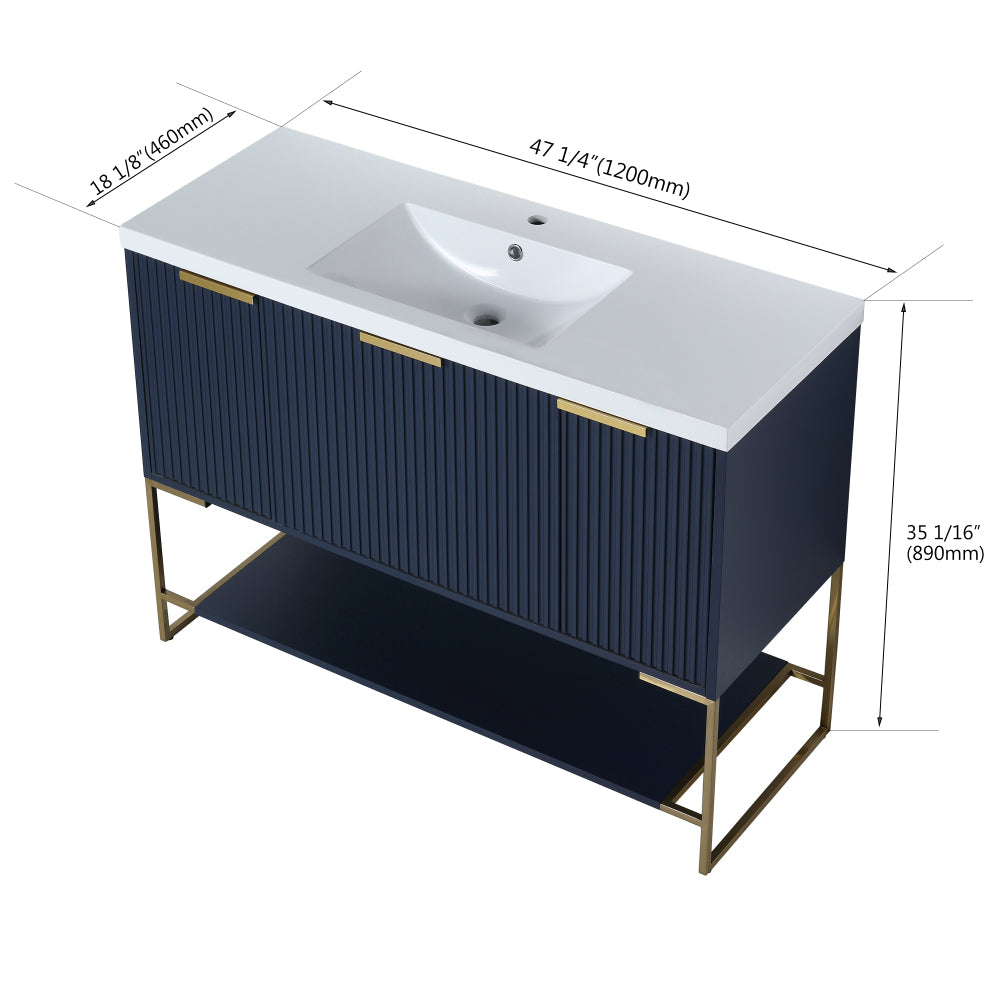 48 Inch Freestanding Bathroom Vanity With Resin Basin,48x18