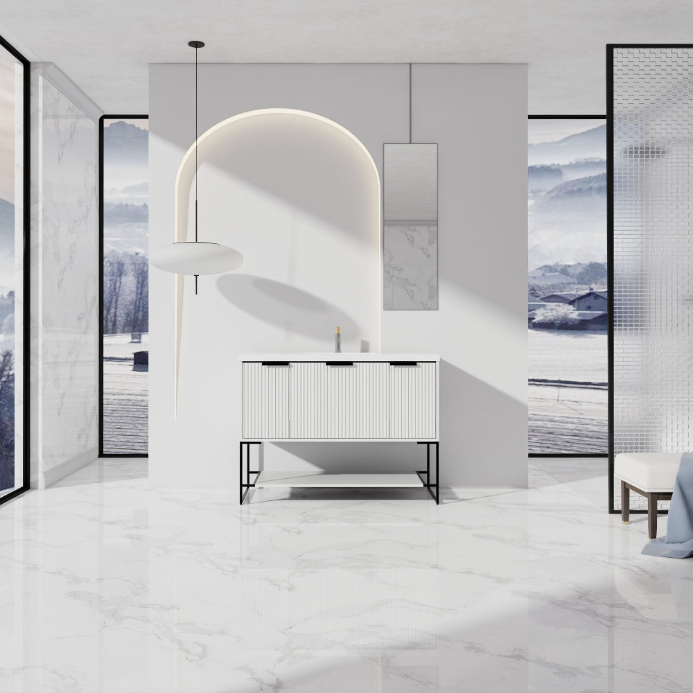 Melamine cabinet 30 Inch Freestanding Bathroom Vanity With Resin Basin,30x18,(W99951318)