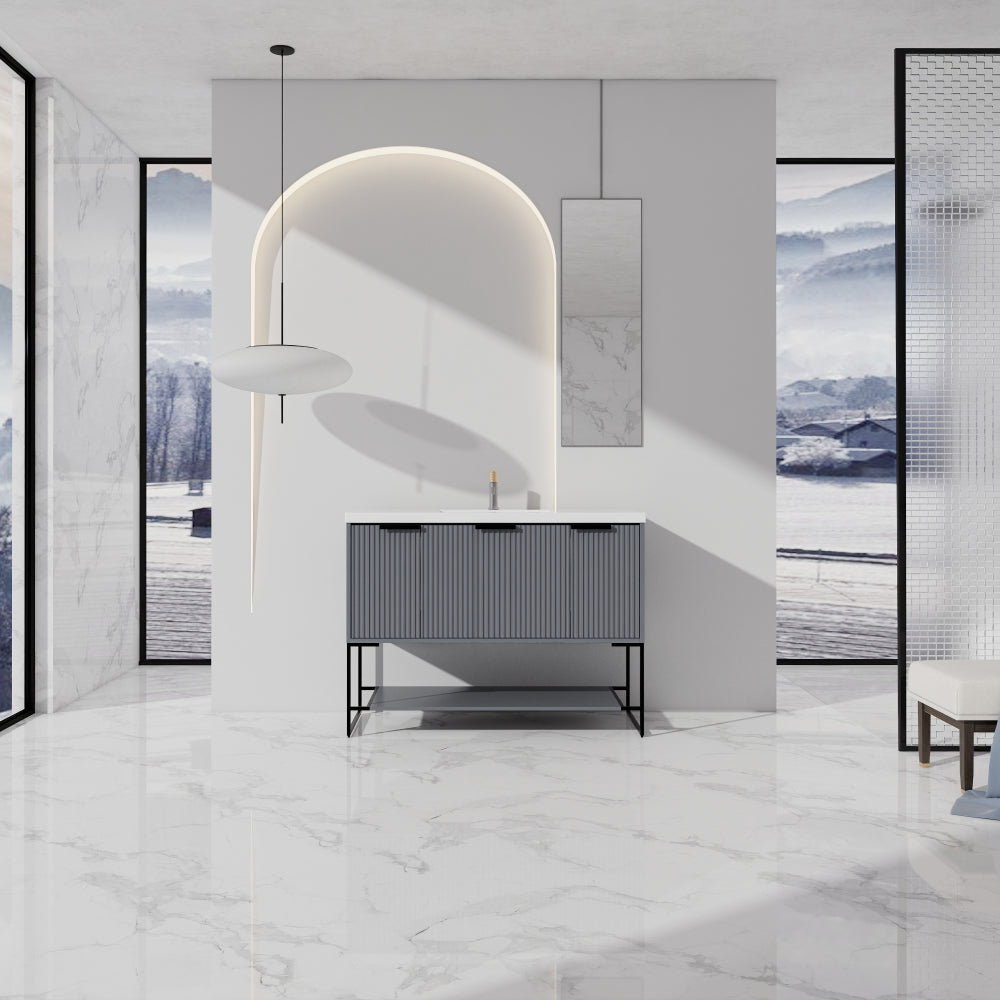 Melamine cabinet 30 Inch Freestanding Bathroom Vanity With Resin Basin,30x18,(W99951318)