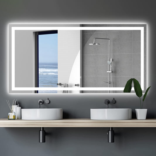 72" x 36" LED Bathroom Mirror with Anti-Fog and Touch Sensor – Modern Frameless Lighted Wall Mirror for Bathroom Vanity, Shower Room, or Dressing Area