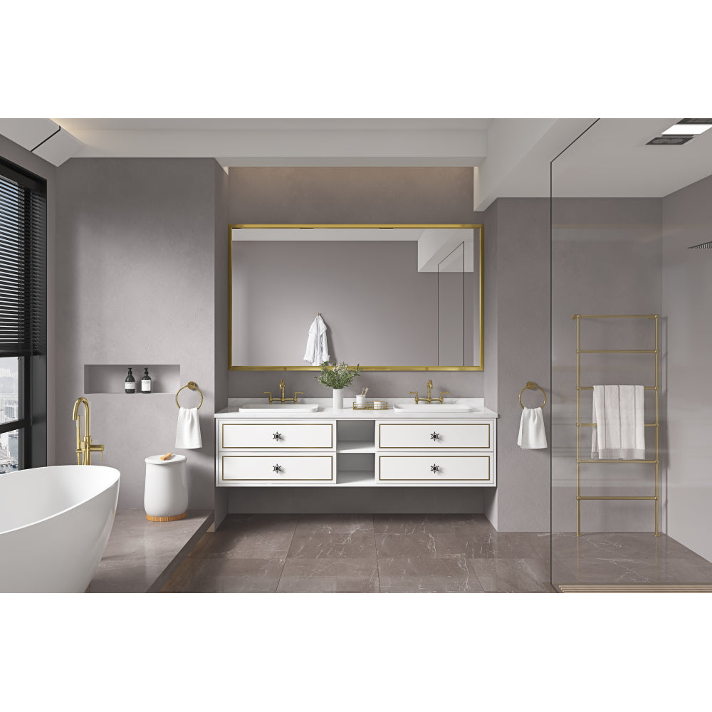 96in. W x 48in. H Metal Framed Bathroom Mirror for Wall, Rectangle Mirror, Bathroom Vanity Mirror Farmhouse, Anti-Rust, Hangs Horizontally or Vertically