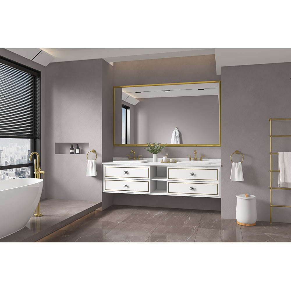 96in. W x 48in. H Metal Framed Bathroom Mirror for Wall, Rectangle Mirror, Bathroom Vanity Mirror Farmhouse, Anti-Rust, Hangs Horizontally or Vertically