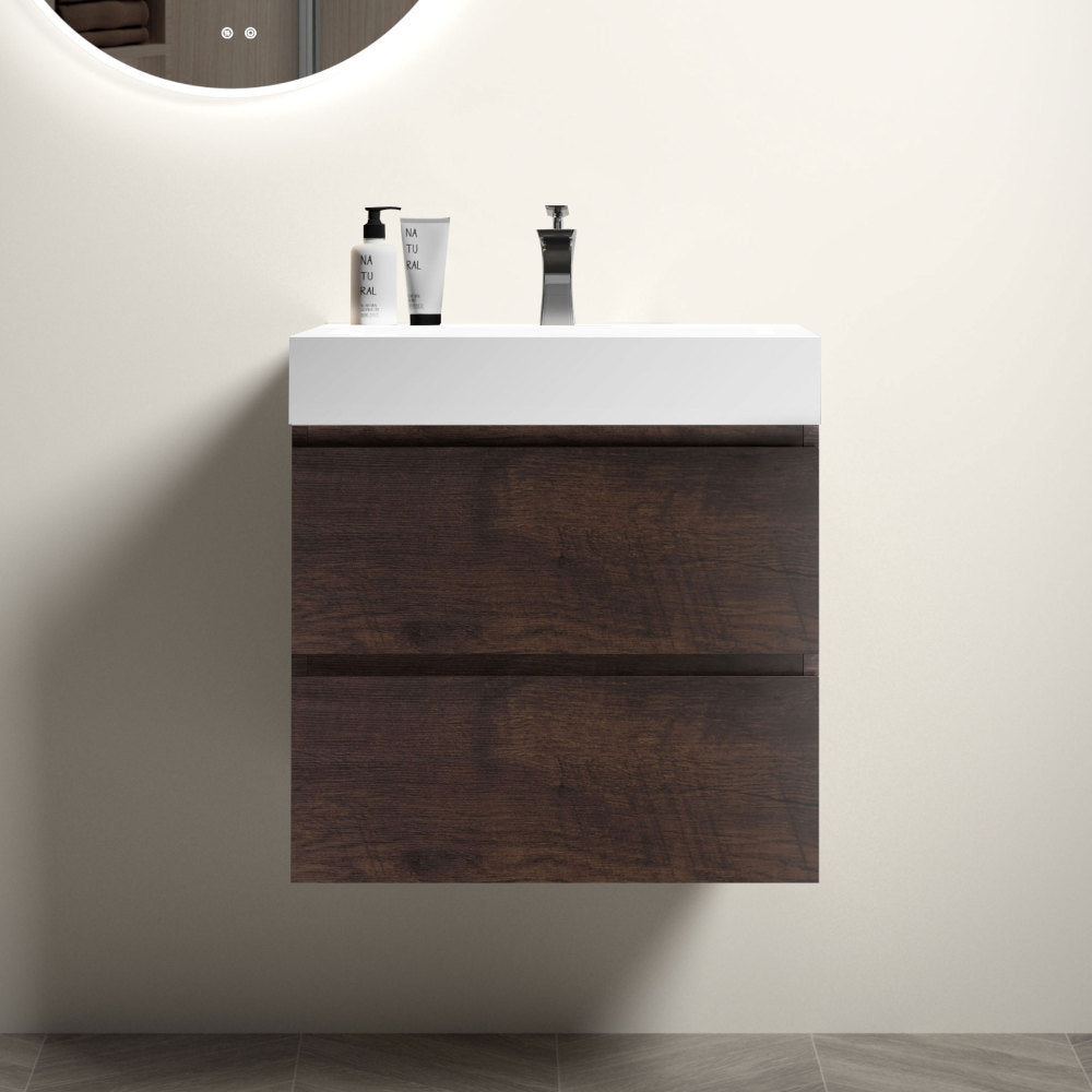 U040-Alice24-106 Alice 24" Natural Oak Bathroom Vanity with Sink, Large Storage Wall Mounted Floating Bathroom Vanity for Modern Bathroom, Pre-assembled