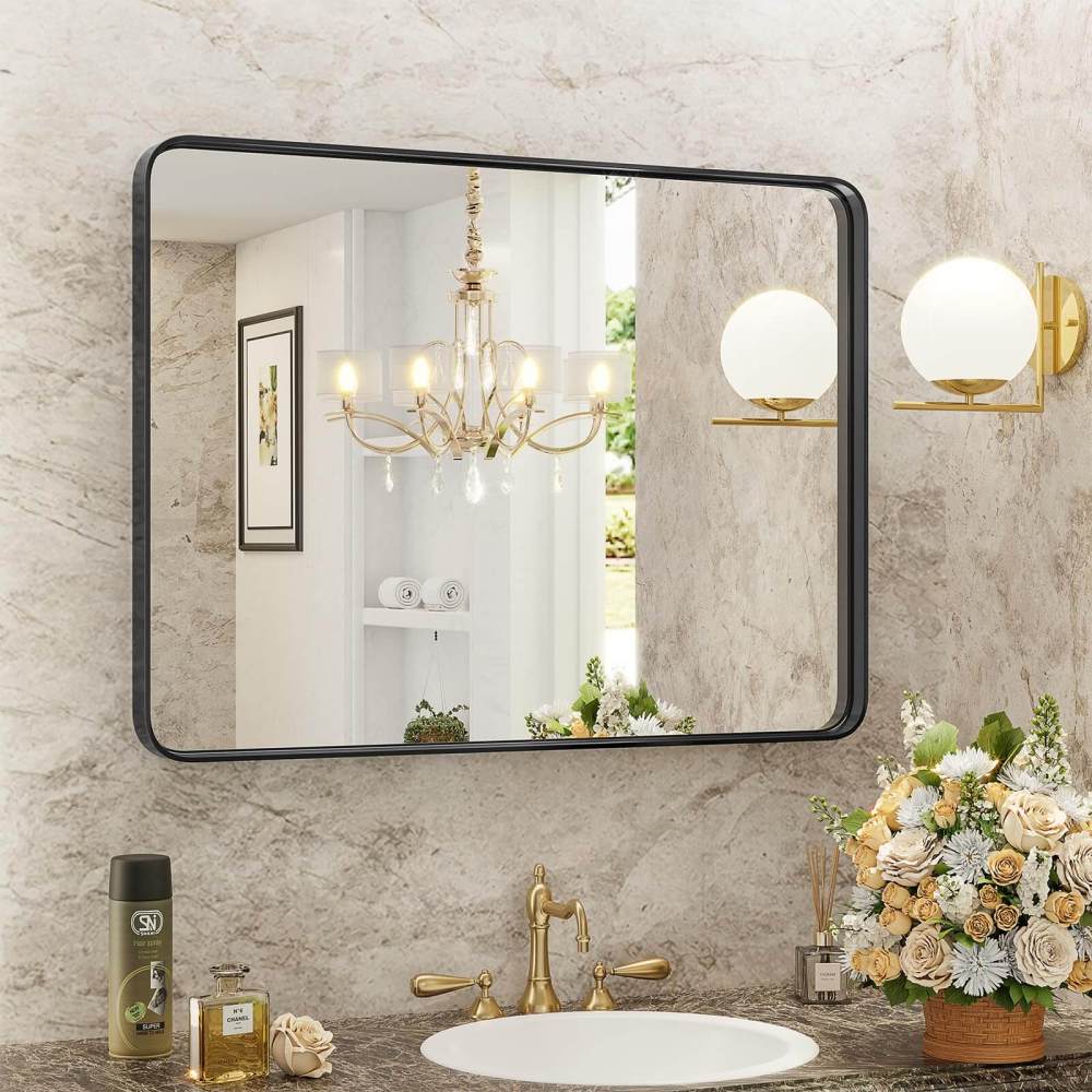 Bathroom Mirror Vanity Mirror for Wall,Aluminum Alloy Framed Wall Mirror Farmhouse,36"×24"