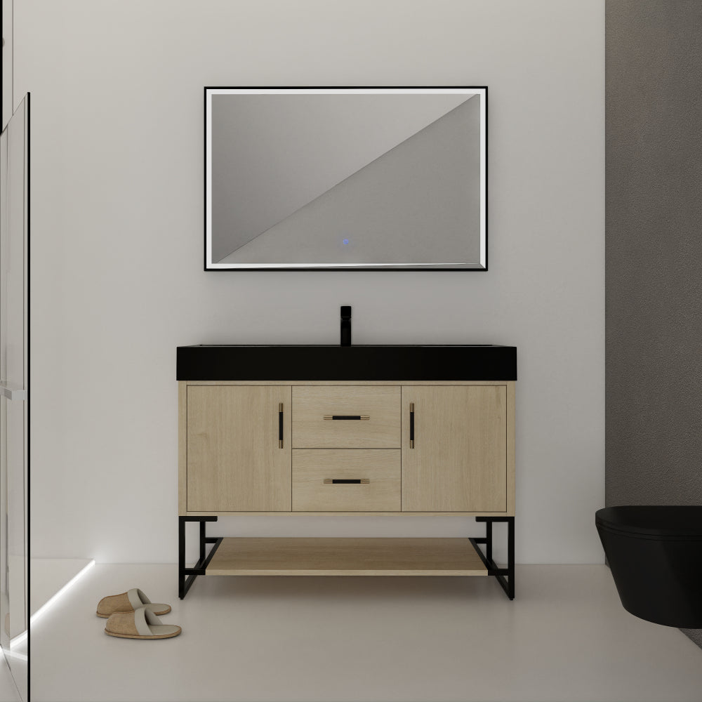 Melamine cabinet 48 Inch Bathroom Vanity Freestanding Design With Resin Sink