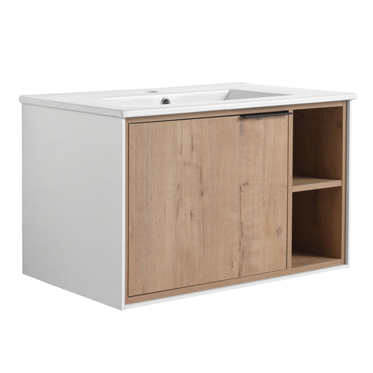 Melamine cabinet 30'' Floating Wall-Mounted Bathroom Vanity, Soft-Close Cabinet Door (Only Vanity ,without Basin)