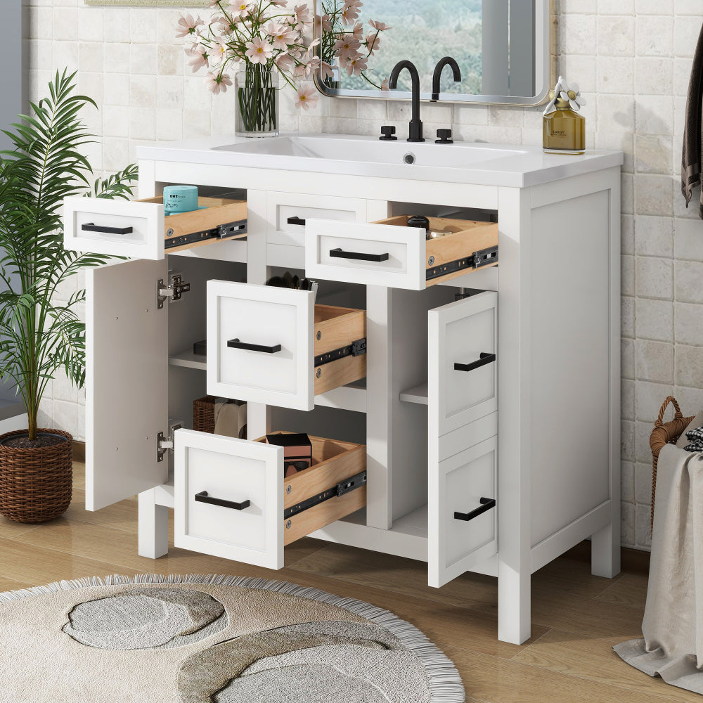 [Cabinet Only] 36" White Bathroom Vanity(Sink not included)