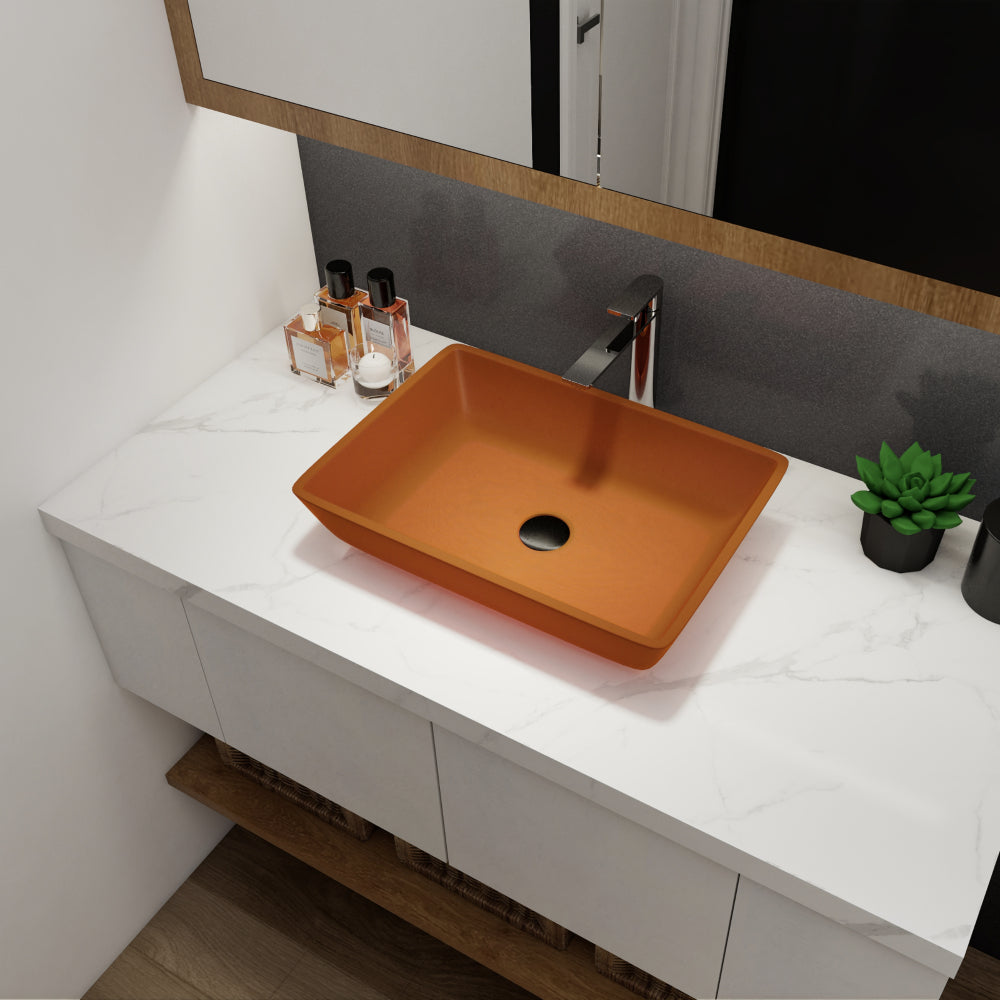 Tempered Glass Matte Bathroom Vessel Sink, Round Bathroom Basin (Tempered Glass Matt Tea)