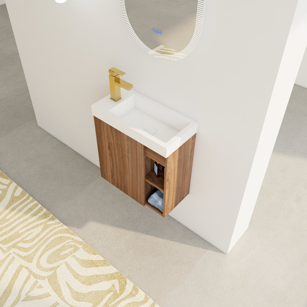 20'' Floating Wall-Mounted Bathroom Vanity with White Resin Sink & Soft-Close Cabinet Door