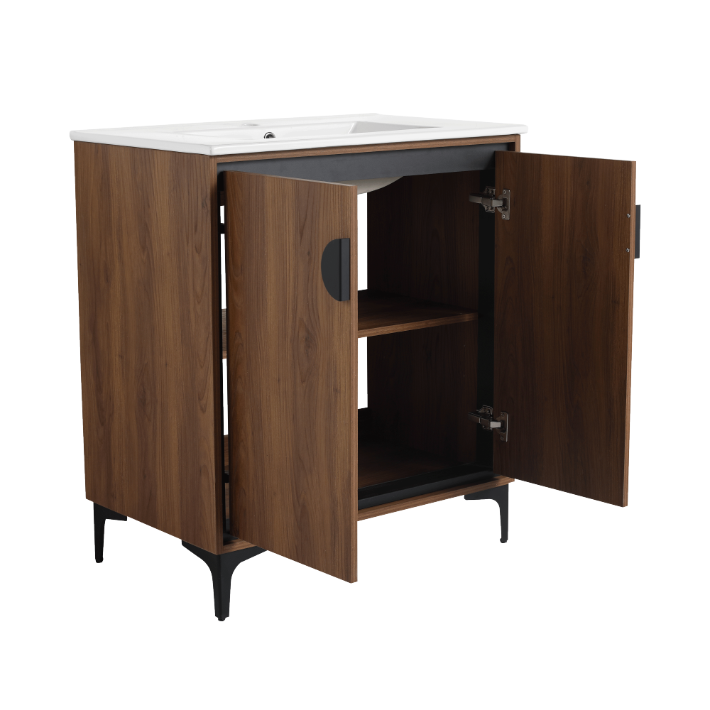 30 "Bathroom Vanity, 2 doors, Bathroom Cabinet Vanity Freestanding Cabinet Engineered Wood with sink
