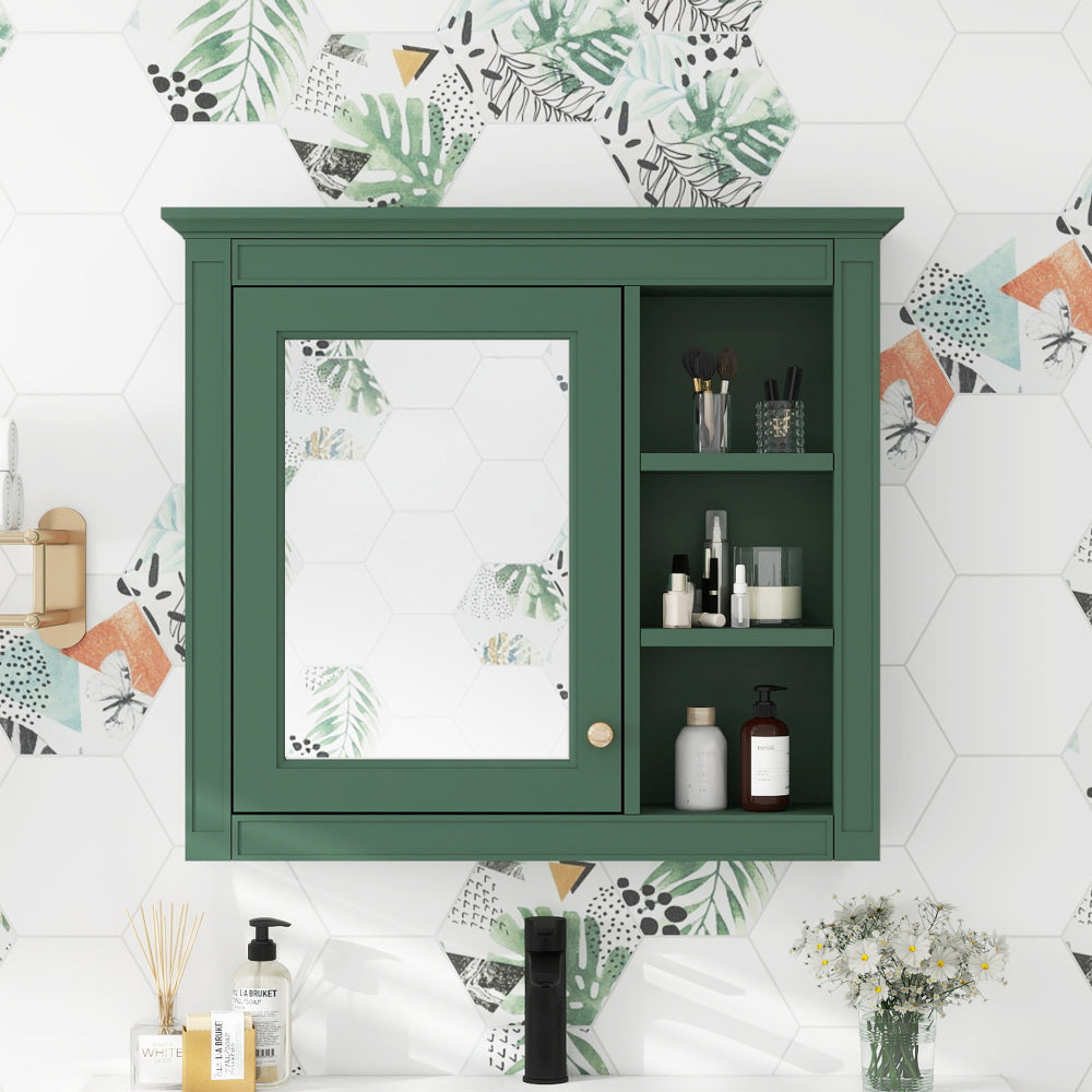 30'' x 28'' Medicine Cabinet, Wall Mounted Bathroom Storage Cabinet, Modern Bathroom Wall Cabinet with Mirror,Medicine Cabinet, Mirror Cabinet with 3 Open Shelves (Not Include Bathroom Vanity )