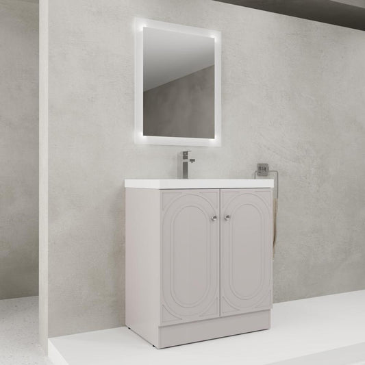 30" Freestanding Bathroom Vanity with White Resin Sink  & 2 Soft-Close Cabinet Doors (KD-Packing)