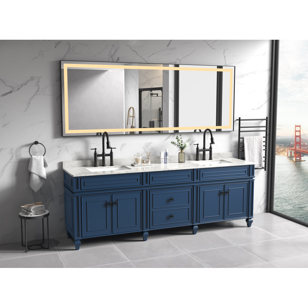 72 x 36 Inch LED Bathroom Mirror with Aluminum Frame, Wall Mounted Vanity Mirror, Anti-Fog, Memory, 3 Colors, Stepless Dimmable