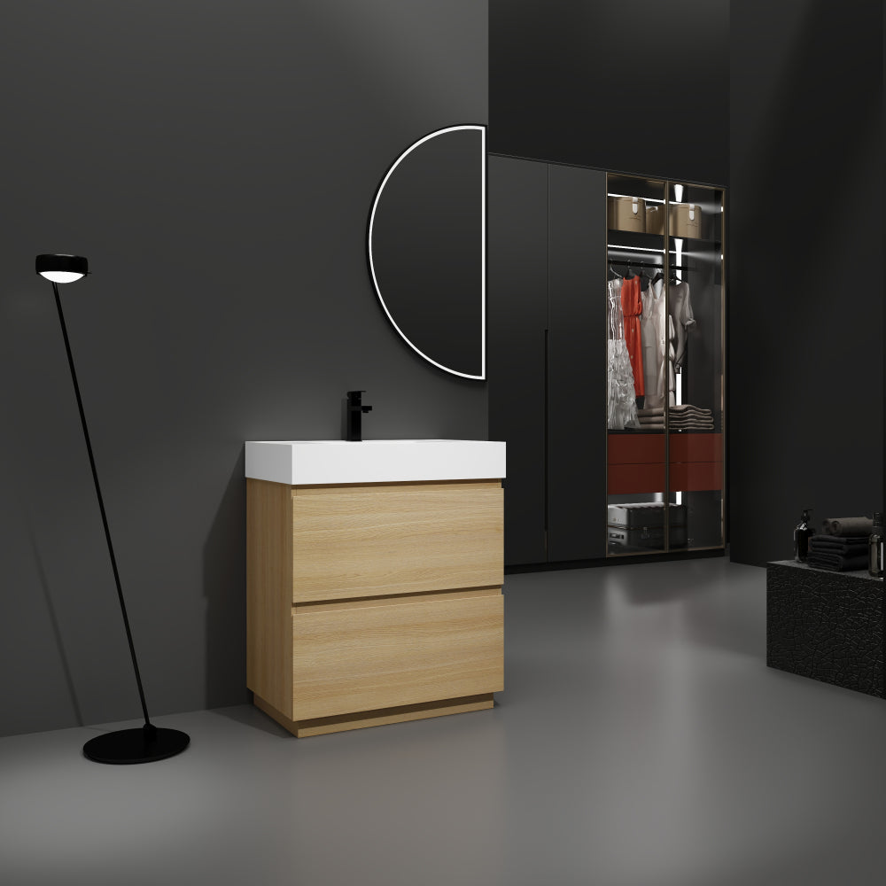 24" Bathroom Vanities with Single Sink Combo, Modern Undermount Bathroom Sink Cabinet with Double drawer, Freestanding Bathroom Sink Cabinet,Engineering wood
