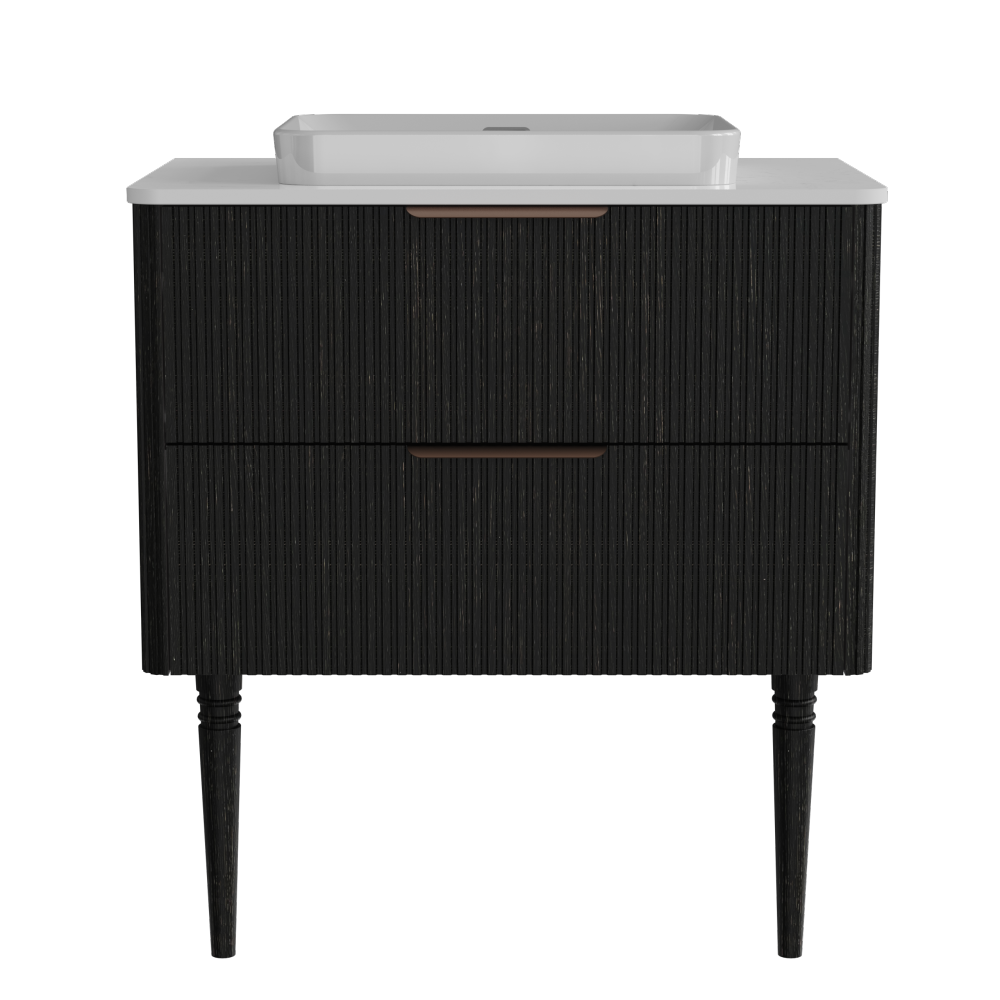 Elena 30" Striped Black Oak Bathroom Vanity with Ceramic Sink, Freestanding Bathroom Vanity for Modern Bathroom, Pre-assembled