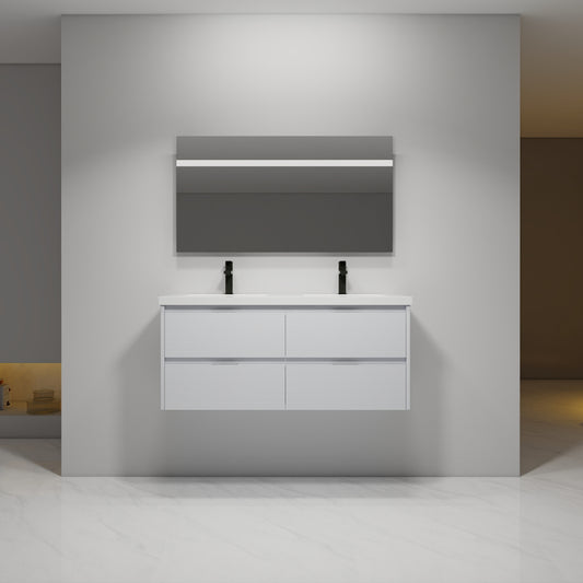 48 Inch Bathroom Vanity With Dual Sink, Resin Sink, 4 Soft Close Drawers, 48x18