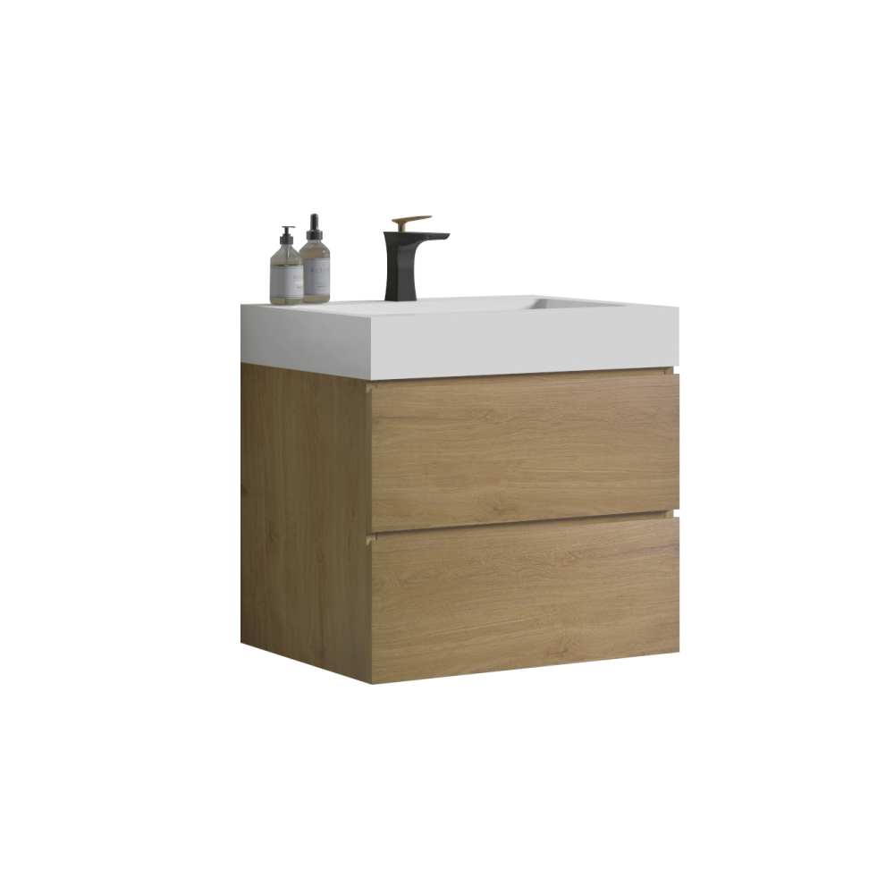 U040-Alice24-106 Alice 24" Natural Oak Bathroom Vanity with Sink, Large Storage Wall Mounted Floating Bathroom Vanity for Modern Bathroom, Pre-assembled