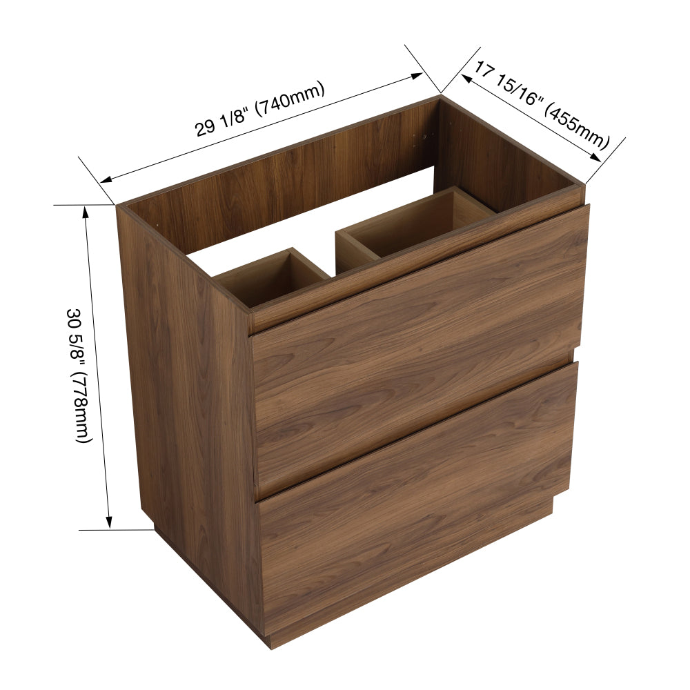 30" Bathroom Vanities without Sink, Modern Undermount Bathroom Sink Cabinet with Double drawer, Freestanding Bathroom Sink Cabinet,Engineering wood,Brown
