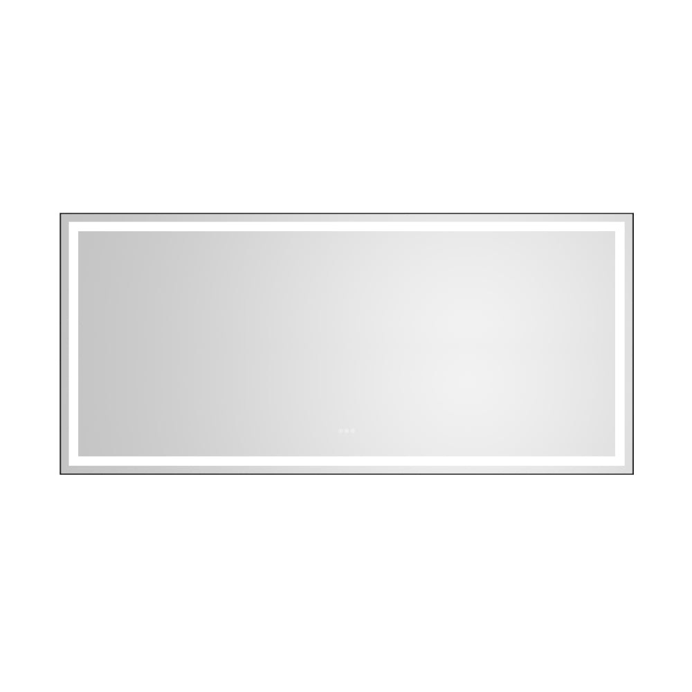 72 x 36 Inch LED Bathroom Mirror with Aluminum Frame, Wall Mounted Vanity Mirror, Anti-Fog, Memory, 3 Colors, Stepless Dimmable