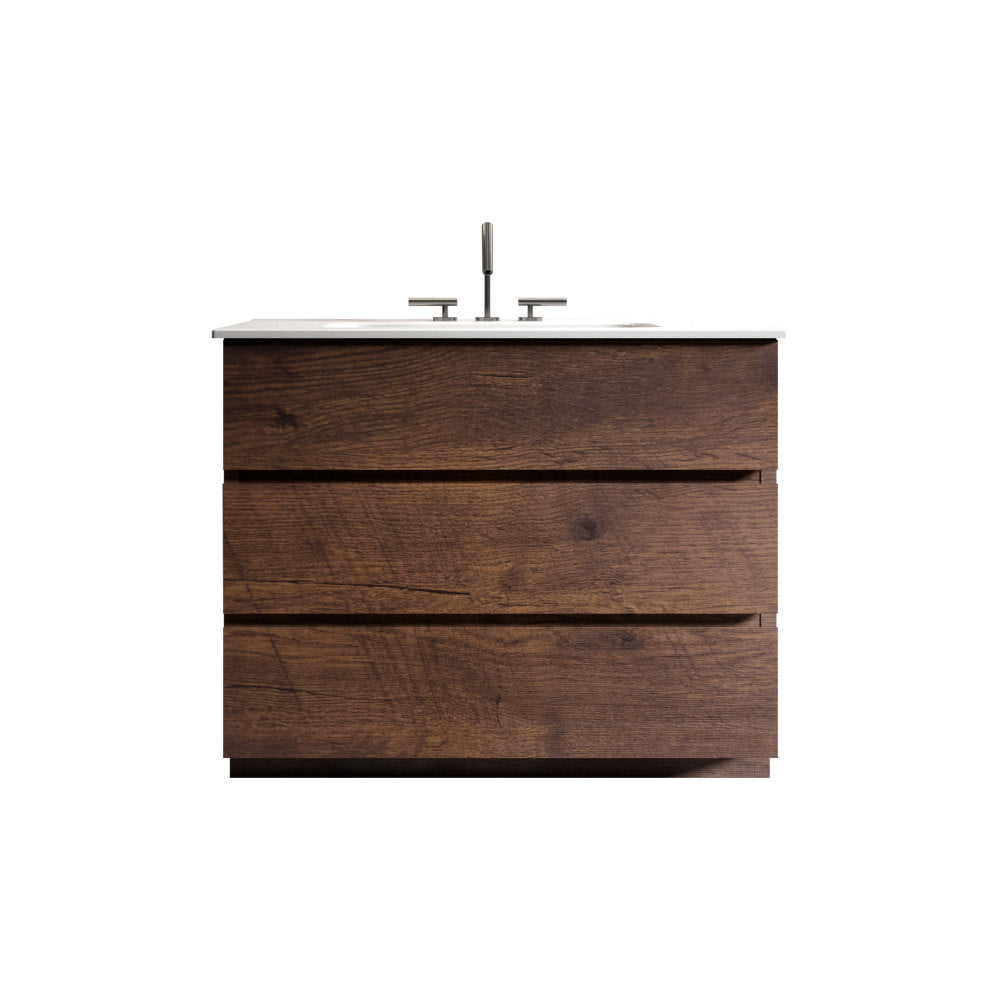 Tia 30" Gray Bathroom Vanity with Sink with 3 Faucet Holes, Large Storage Freestanding Bathroom Vanity for Modern Bathroom, One-Piece White Sink Basin without Drain and Faucet, Pre-assembledT