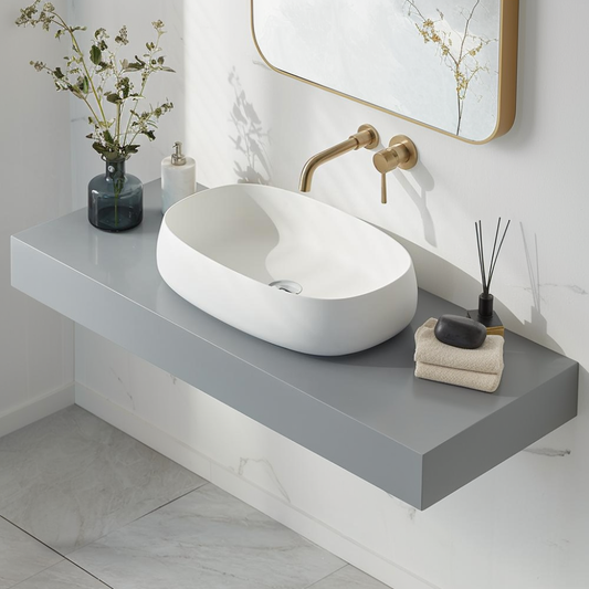 Vessel Sink Stone Resin Bathroom Sink Modern Art Sink 25C66-white