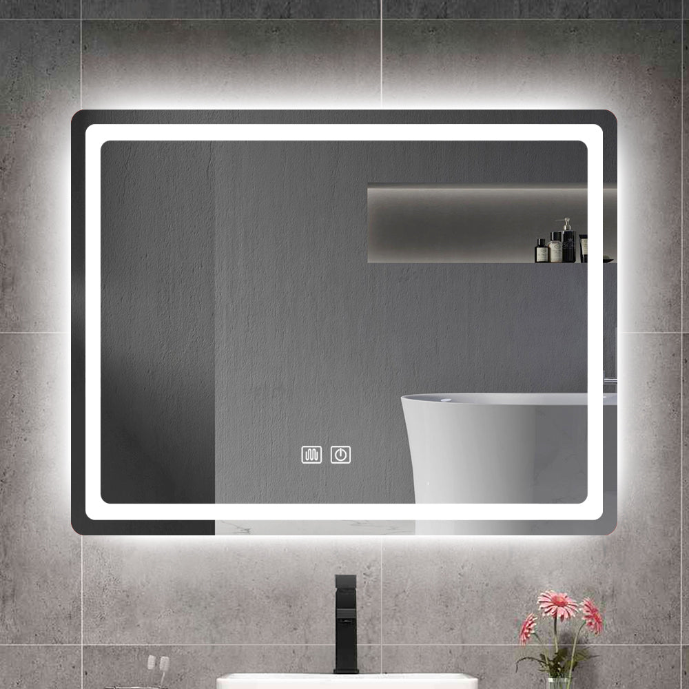 Melamine cabinet 31in. H LED Single Bathroom Vanity Mirror in Polished Crystal Bathroom Vanity LED Mirror for Bathroom Wall Smart Lighted Vanity Mirrors