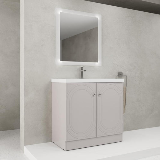 36" Freestanding Bathroom Vanity with White Resin Sink  & 2 Soft-Close Cabinet Doors (KD-Packing)