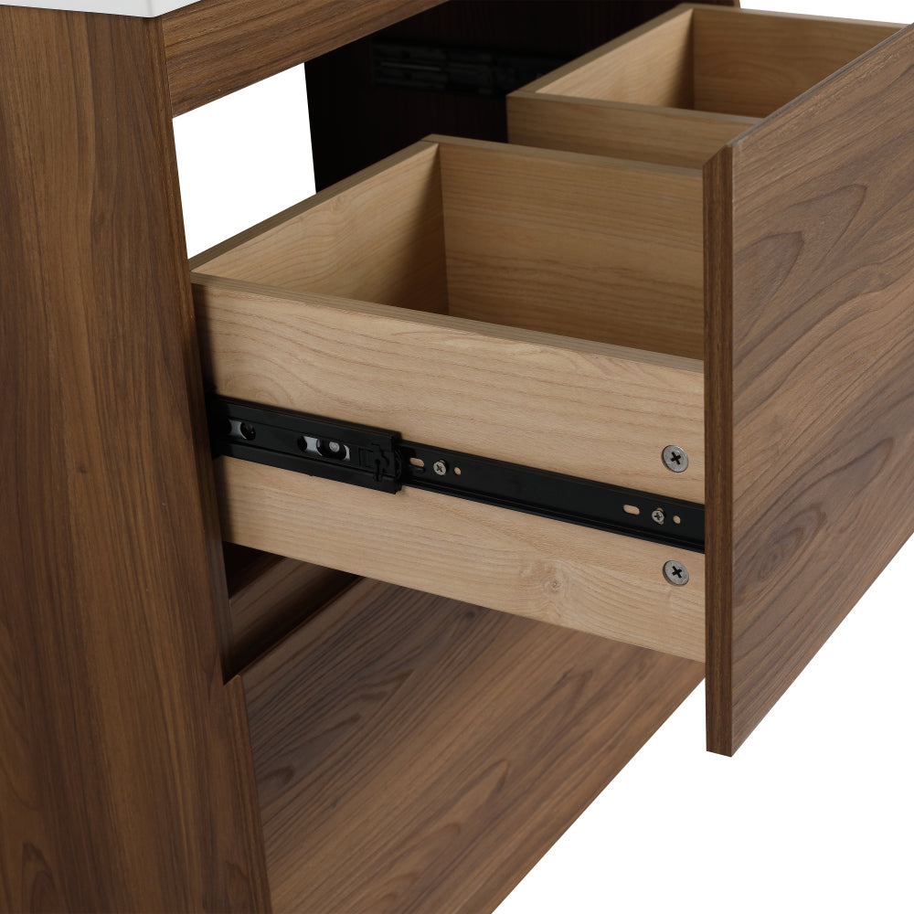 30" Bathroom Vanities without Sink, Modern Undermount Bathroom Sink Cabinet with Double drawer, Freestanding Bathroom Sink Cabinet,Engineering wood,Brown