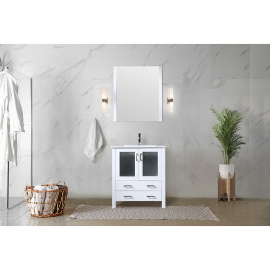 White Bath Vanity 30 in. W x 18.25 in. D, with White Ceramic Top