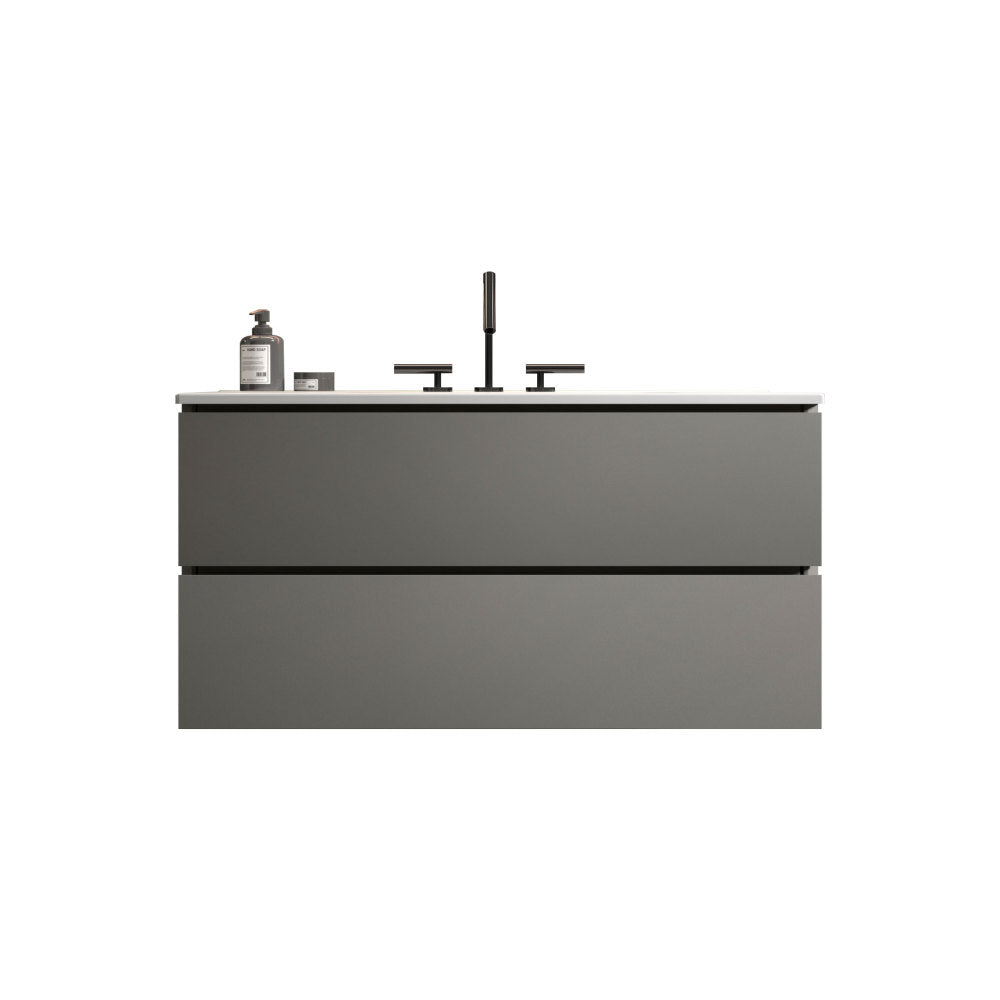 Wall Mount 30" Natural Oak Bathroom Vanity with Ceramic Sink with three faucet holes, Large Storage Floating Bathroom Vanity for Modern Bathroom, Pre-assembled