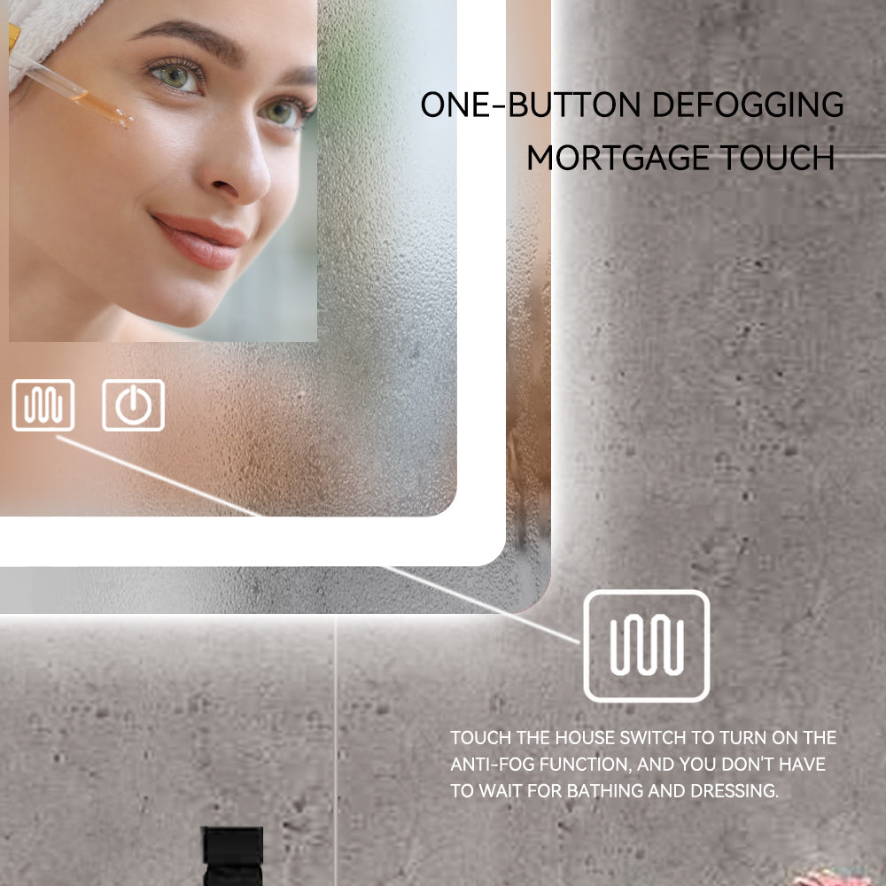 Melamine cabinet 31in. H LED Single Bathroom Vanity Mirror in Polished Crystal Bathroom Vanity LED Mirror for Bathroom Wall Smart Lighted Vanity Mirrors
