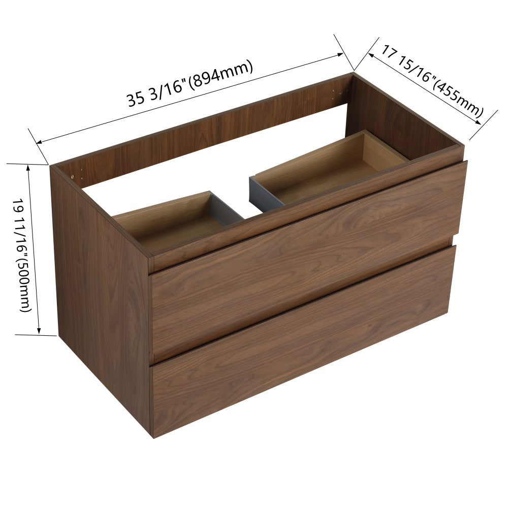 Melamine cabinet 36" Wall-Mounted Bathroom Vanity (Only the Cabinet Body)-BVB01936BNO-2