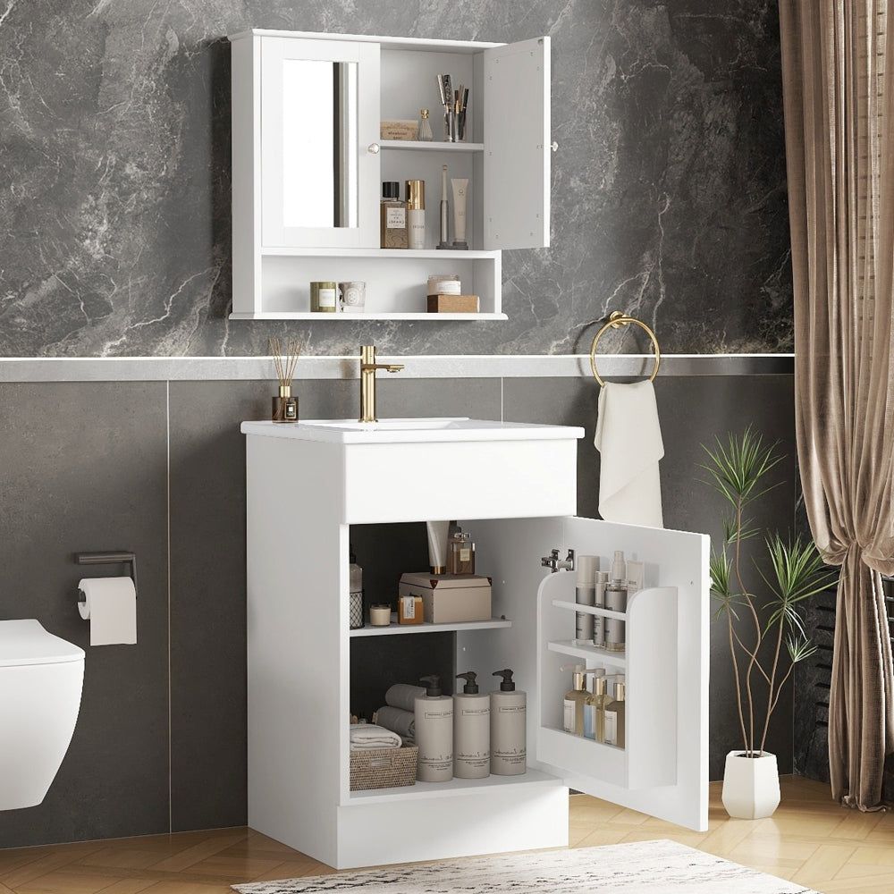 20" Bathroom Vanity with Sink, Vanity Cabinet with Door Shelf and Adjustable Shelf, Black