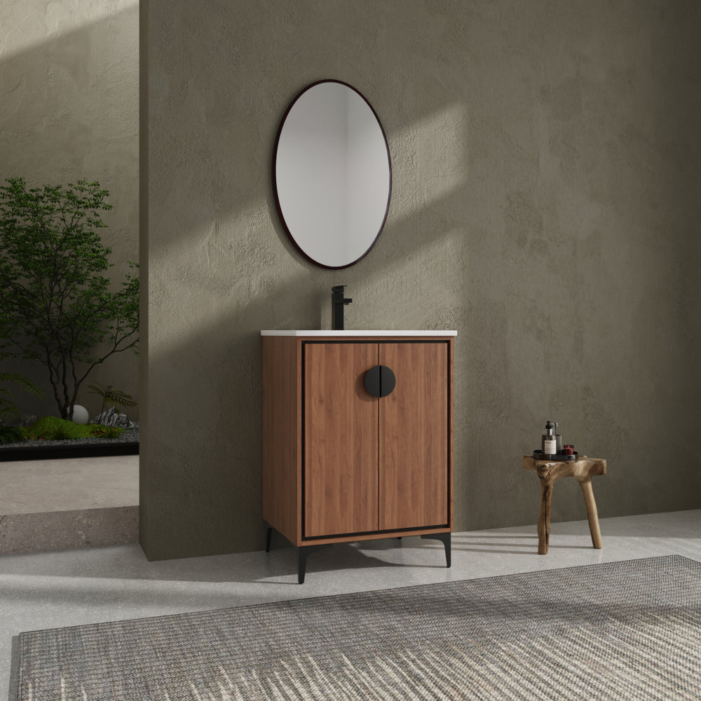30 "Bathroom Vanity, 2 doors, Bathroom Cabinet Vanity Freestanding Cabinet Engineered Wood with sink