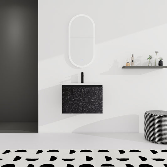 24'' Floating Wall-Mounted Bathroom Vanity With Ceramics Sink & Soft-Close Cabinet Door, KD-Package