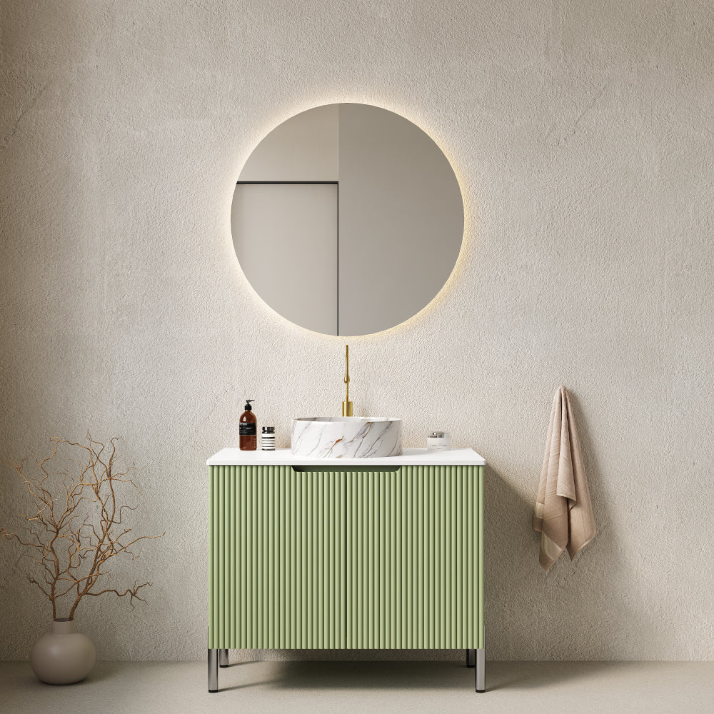 TURIO 30" Bathroom Vanity with Sink, Freestanding Bathroom Storage Cabinet with 2 Doors, White Ceramic Basin and Carrara White Counter Top, White Color