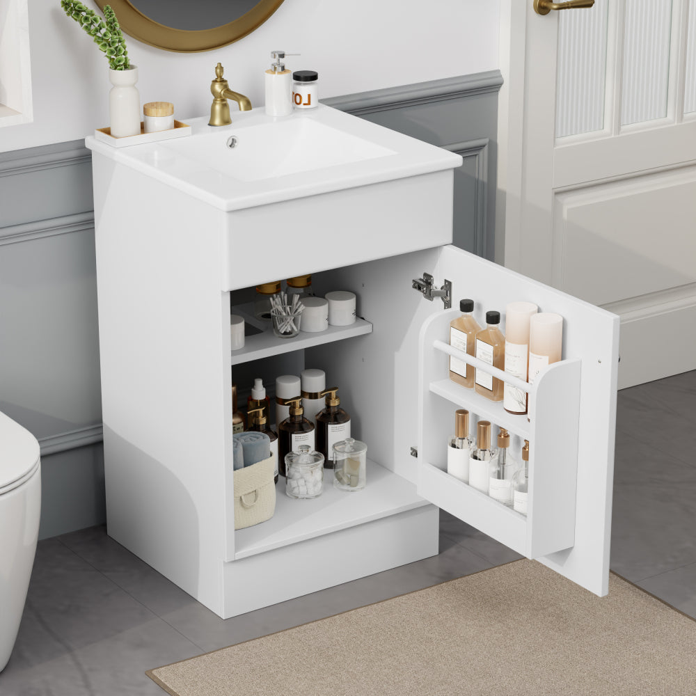 20" Bathroom Vanity with Sink, Vanity Cabinet with Door Shelf and Adjustable Shelf, Black