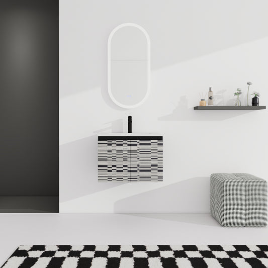 24'' Floating Wall-Mounted Bathroom Vanity With Ceramics Sink & Soft-Close Cabinet Door, KD-Package